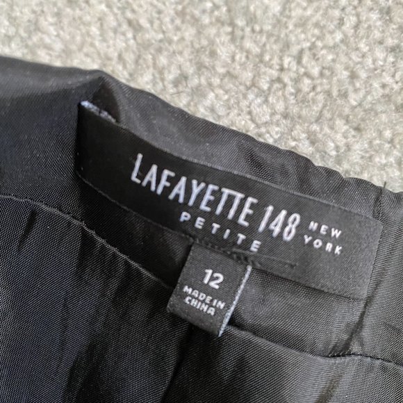 Lafayette 148 New York Pencil Skirt in Wool with Black Zippers Accent US12 - Picture 3 of 4
